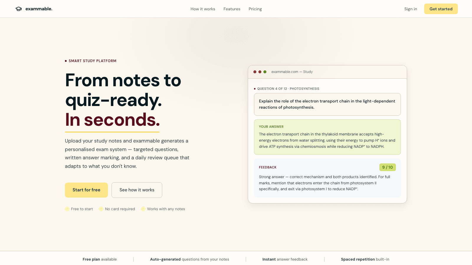 exammable. - Personal Project
